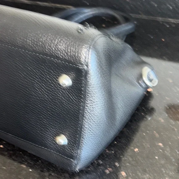 Valentino By Mario Valentino Black Textured Satchel with studs. - Picture 5 of 12